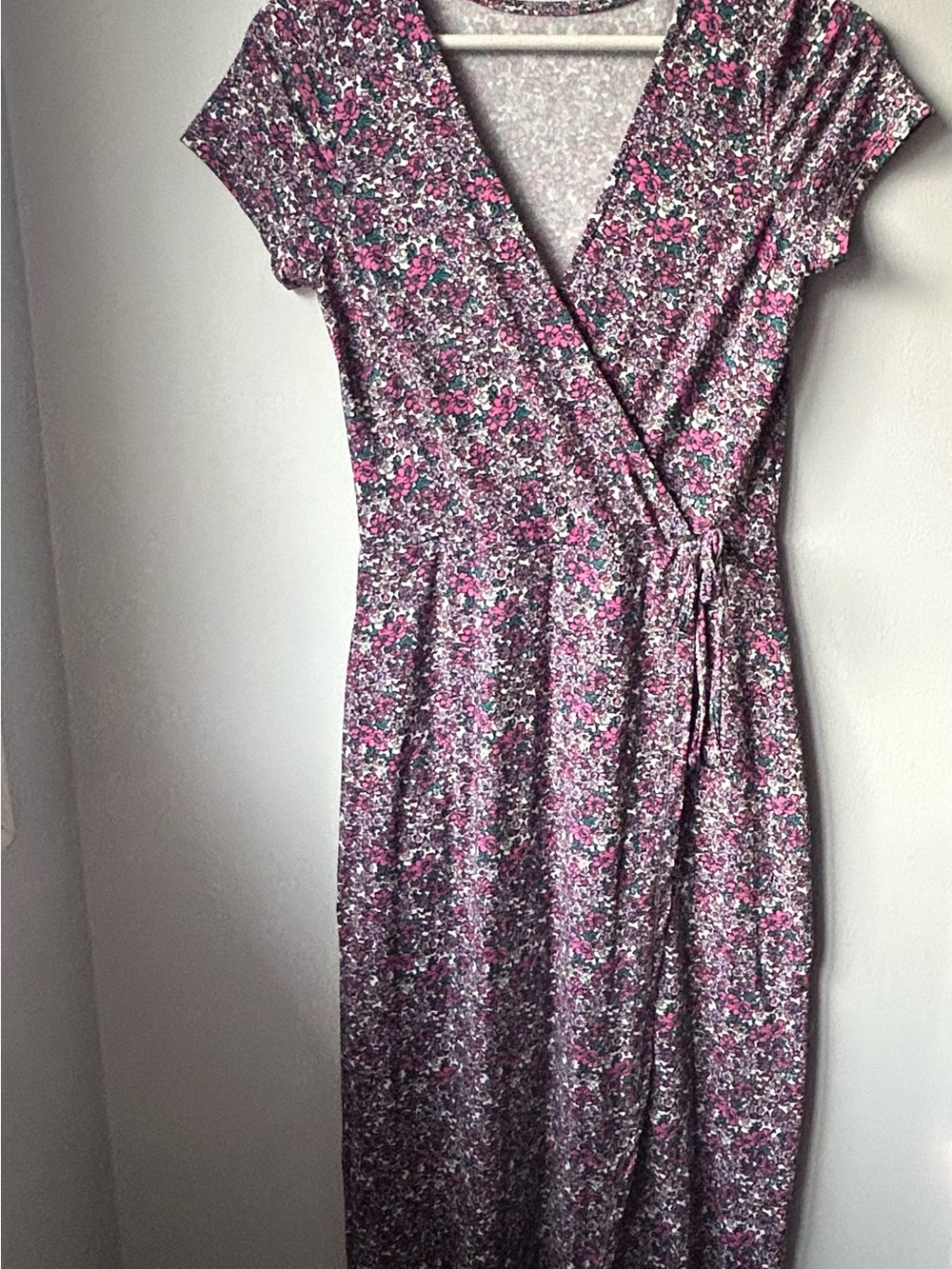 Pink Floral Mock Wrap Maxi Dress Women’s Size M - Picture 7 of 10